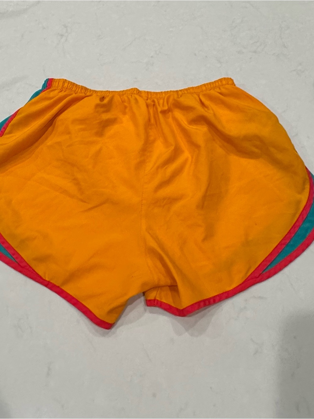 Nike Orange Athletic Shorts with Teal Panels & Redish Trim - Picture 5 of 6